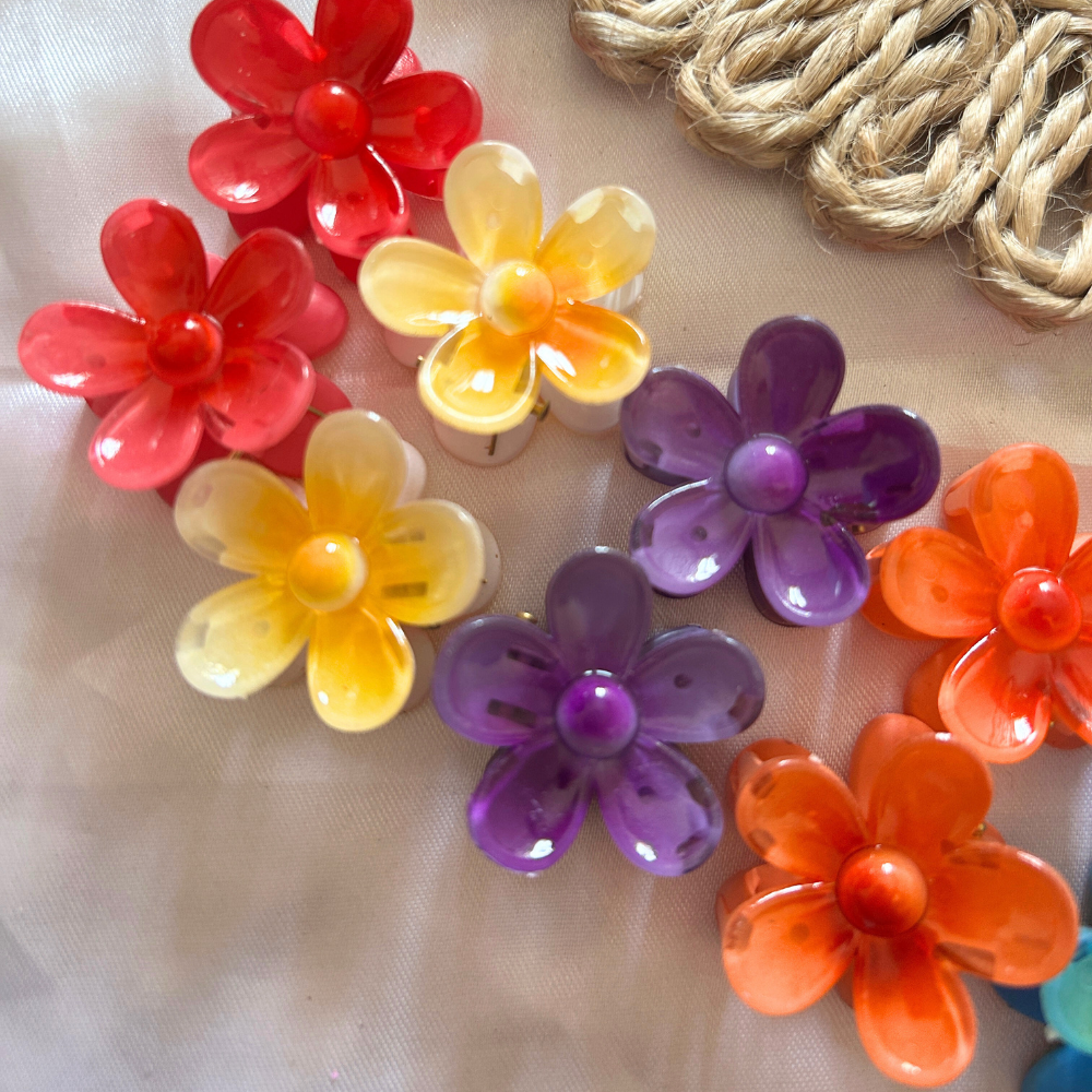 Rounded Flower Claw Clips - Extra Small