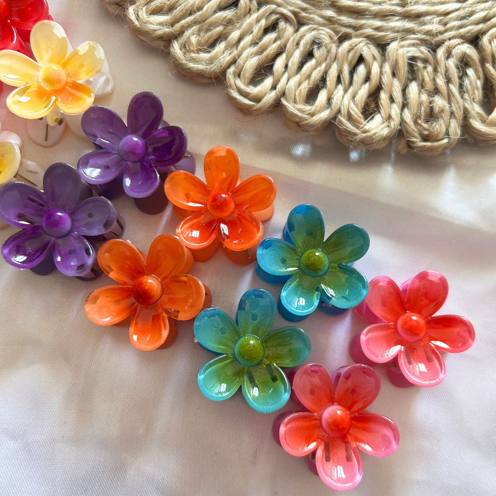 Rounded Flower Claw Clips - Extra Small