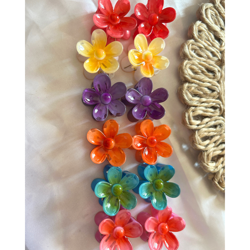 Rounded Flower Claw Clips - Extra Small