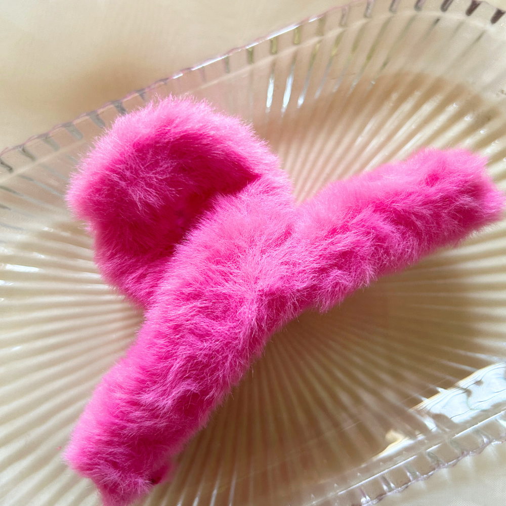 Pink Fur Claw Clip