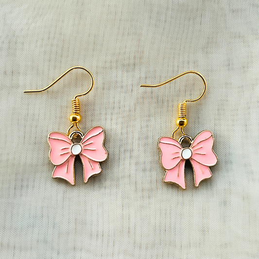 Pink Bow Earrings