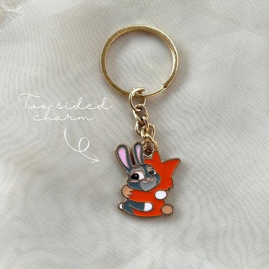 Zootopia Fox and Rabbit Two Sided Charm Keychain