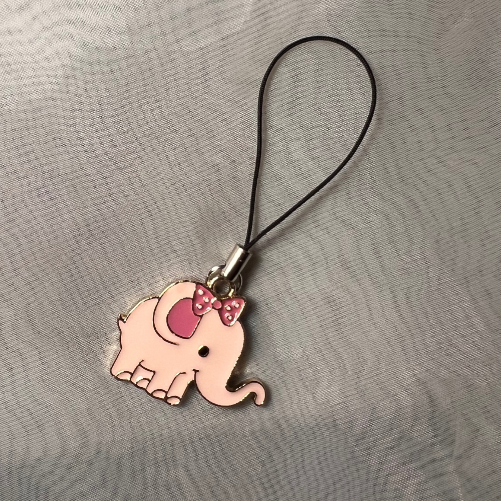 Pink Elephant Phone Charm