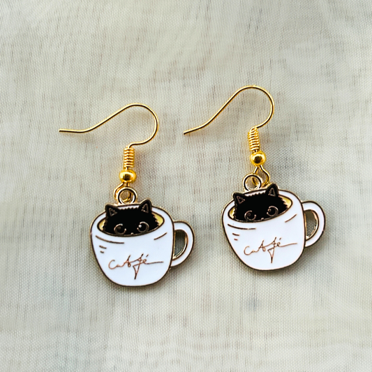 Cat in a Cup Earrings