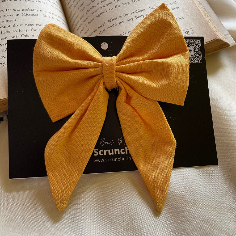 Sunset Yellow- -  Pigtail Bow