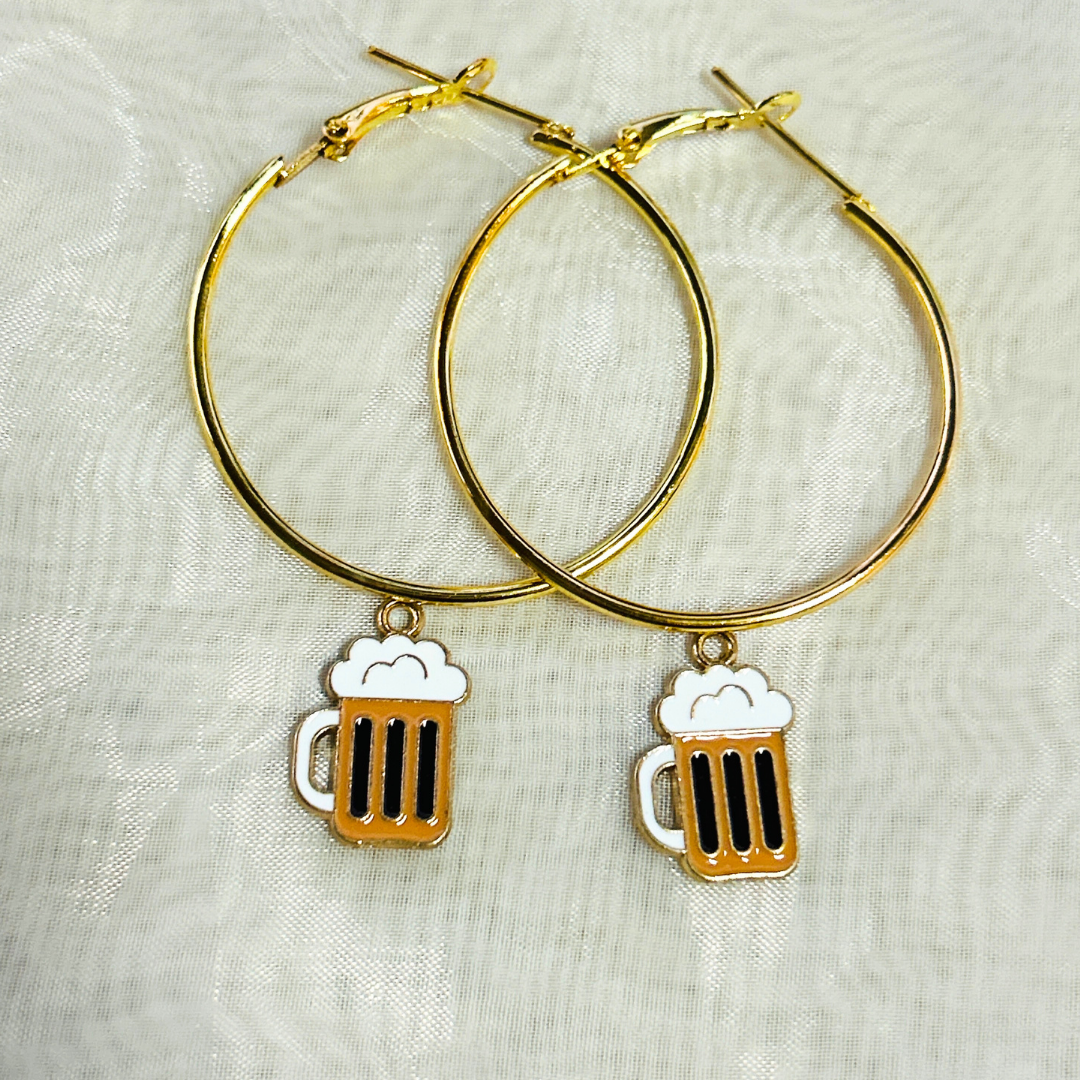Beer Mug Hoop Earrings