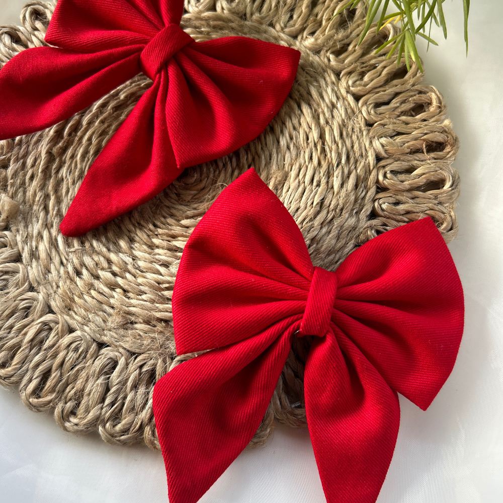 Bright Red Pigtail Bow