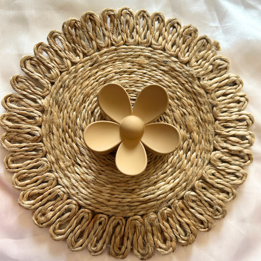 Beige Flower Claw Clip - Medium