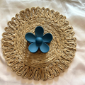Dark Blue Flower Claw Clip - Medium