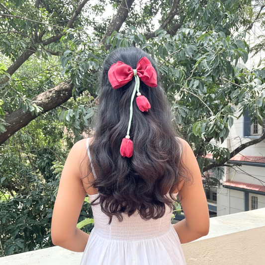 Maroon/ Red Tulip Bow