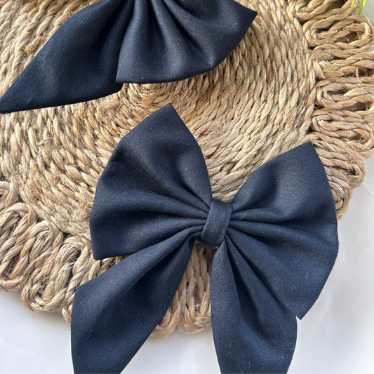 Deep Blue Pigtail Bow