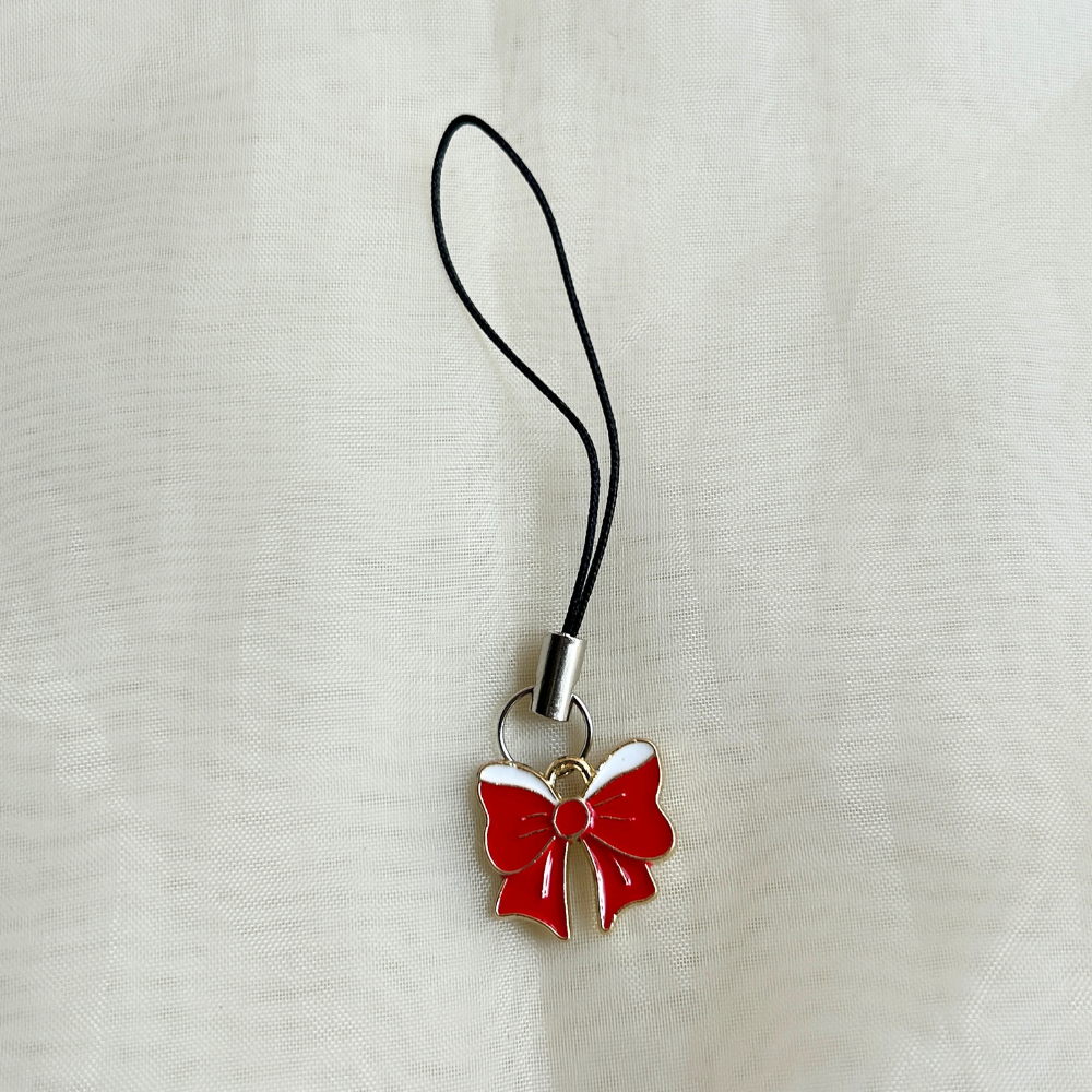 Bow Phone Charm - Red