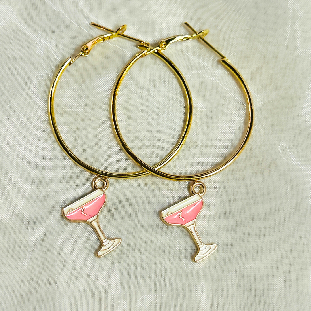 Cocktail Hoop Earrings - Cosmopolitan