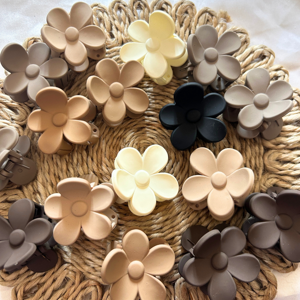 Flower Claw Clip - Small - Neutral Colours