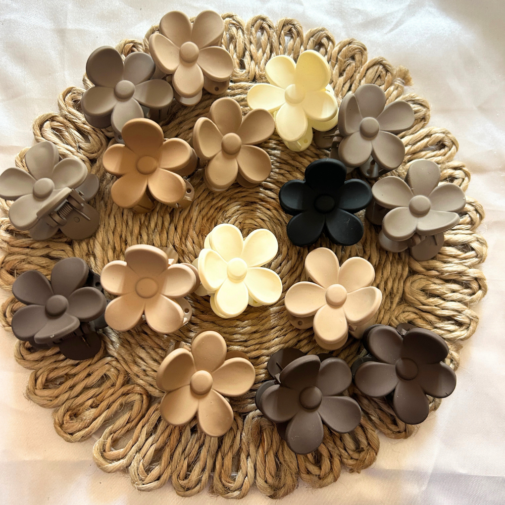 Flower Claw Clip - Small - Neutral Colours