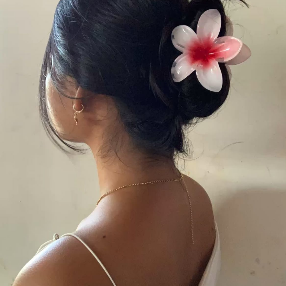 Red Flower Claw Clip - Medium