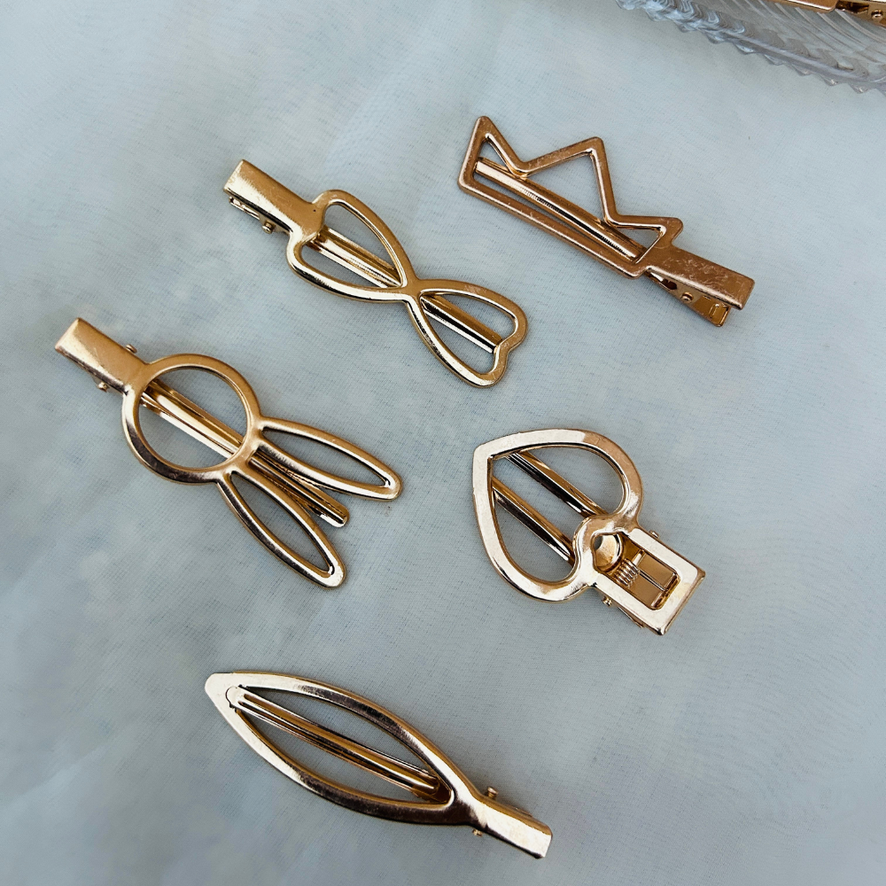 Set of 5 Golden Hair Clips