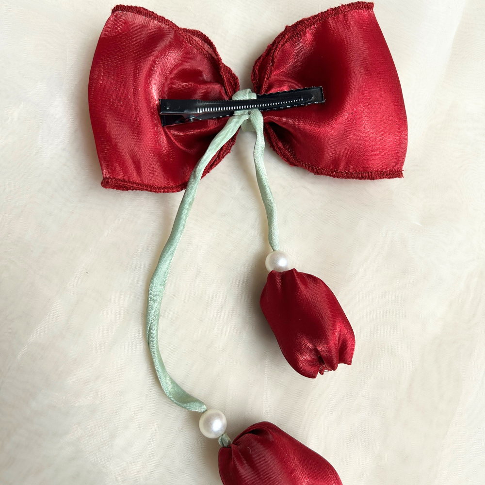 Maroon/ Red Tulip Bow