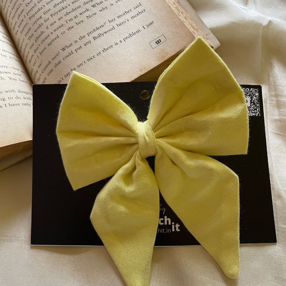 Lemon Yellow -  Pigtail Bow