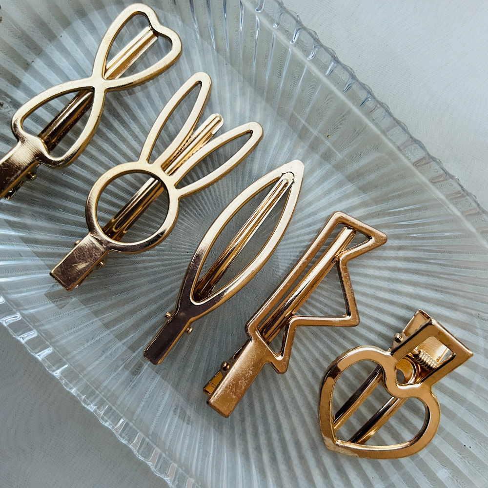 Set of 5 Golden Hair Clips