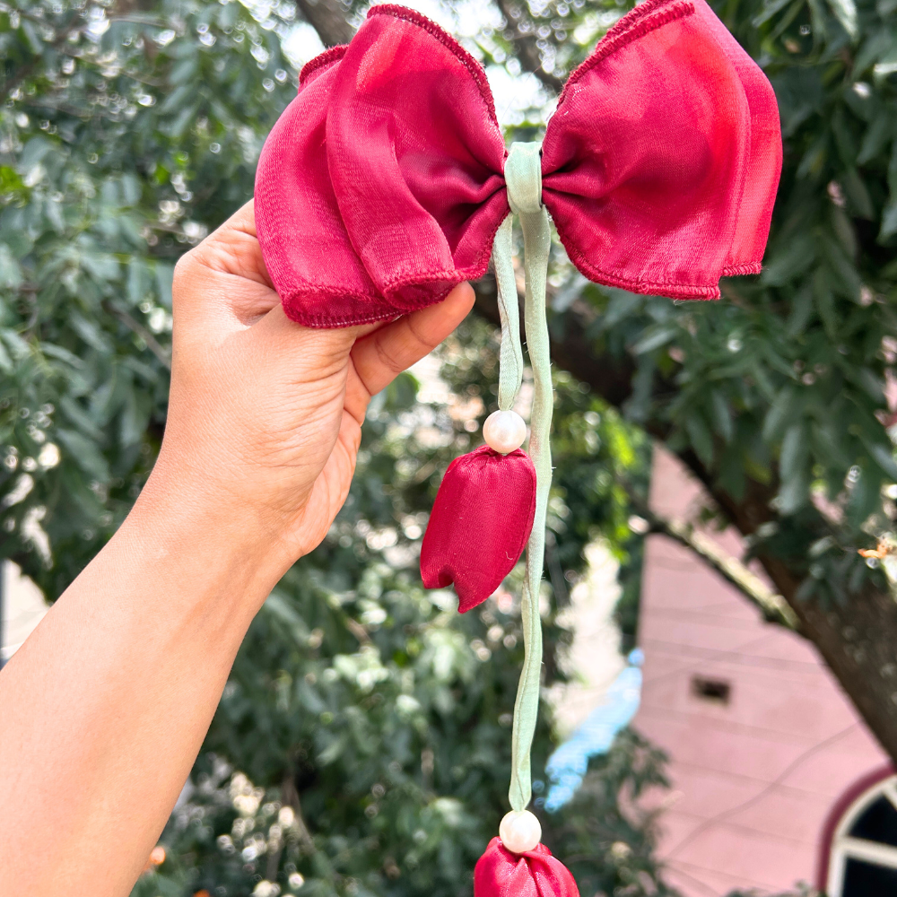 Maroon/ Red Tulip Bow