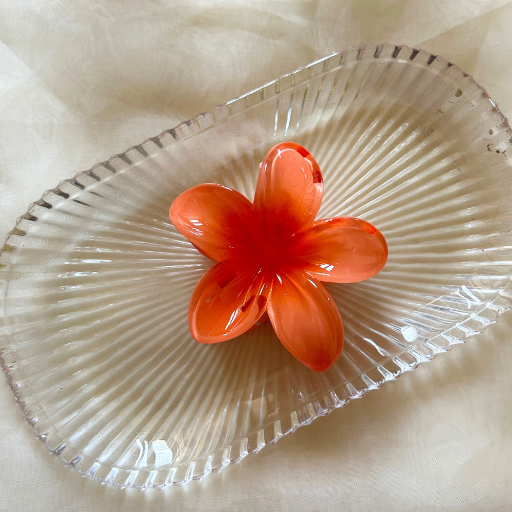Orange Flower Claw Clip - Medium