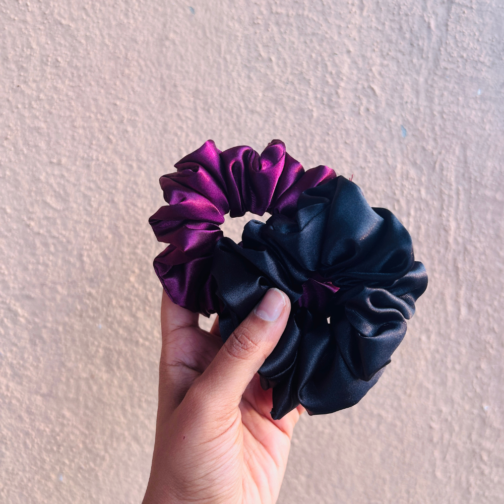 Beet root - Dark Purple Satin Scrunchie