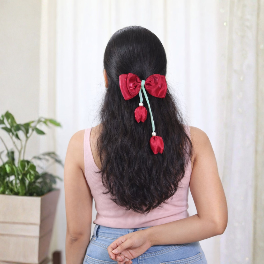Maroon/ Red Tulip Bow