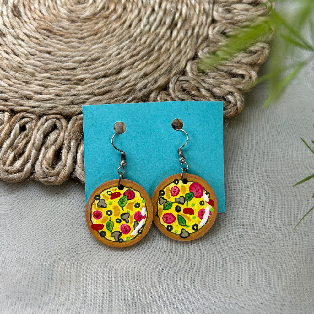 Hand painted Pizza Earrings