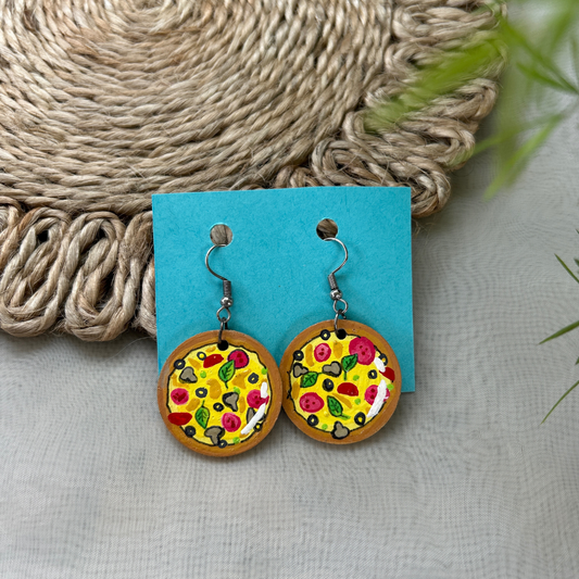 Hand painted Pizza Earrings