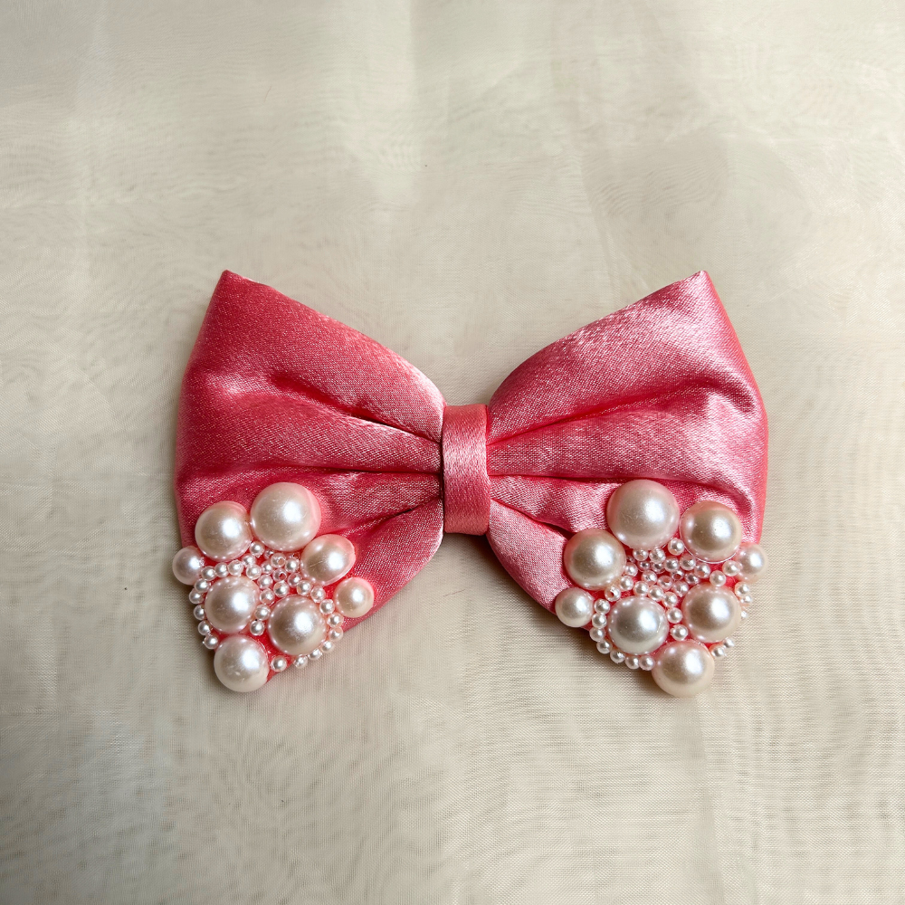 Pink Pearl Hair Bow (Large)