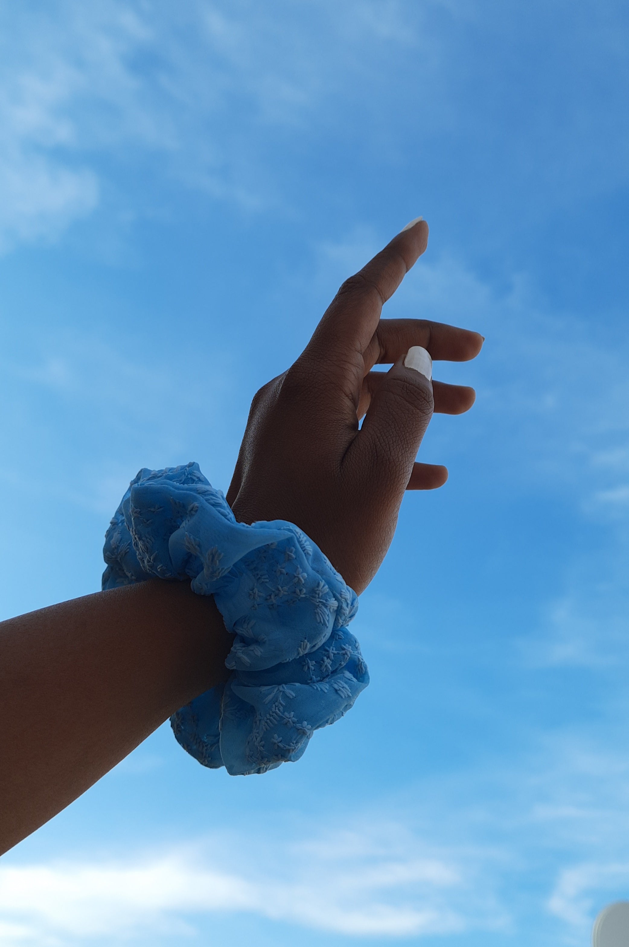 Blue Chikankaari Scrunchie