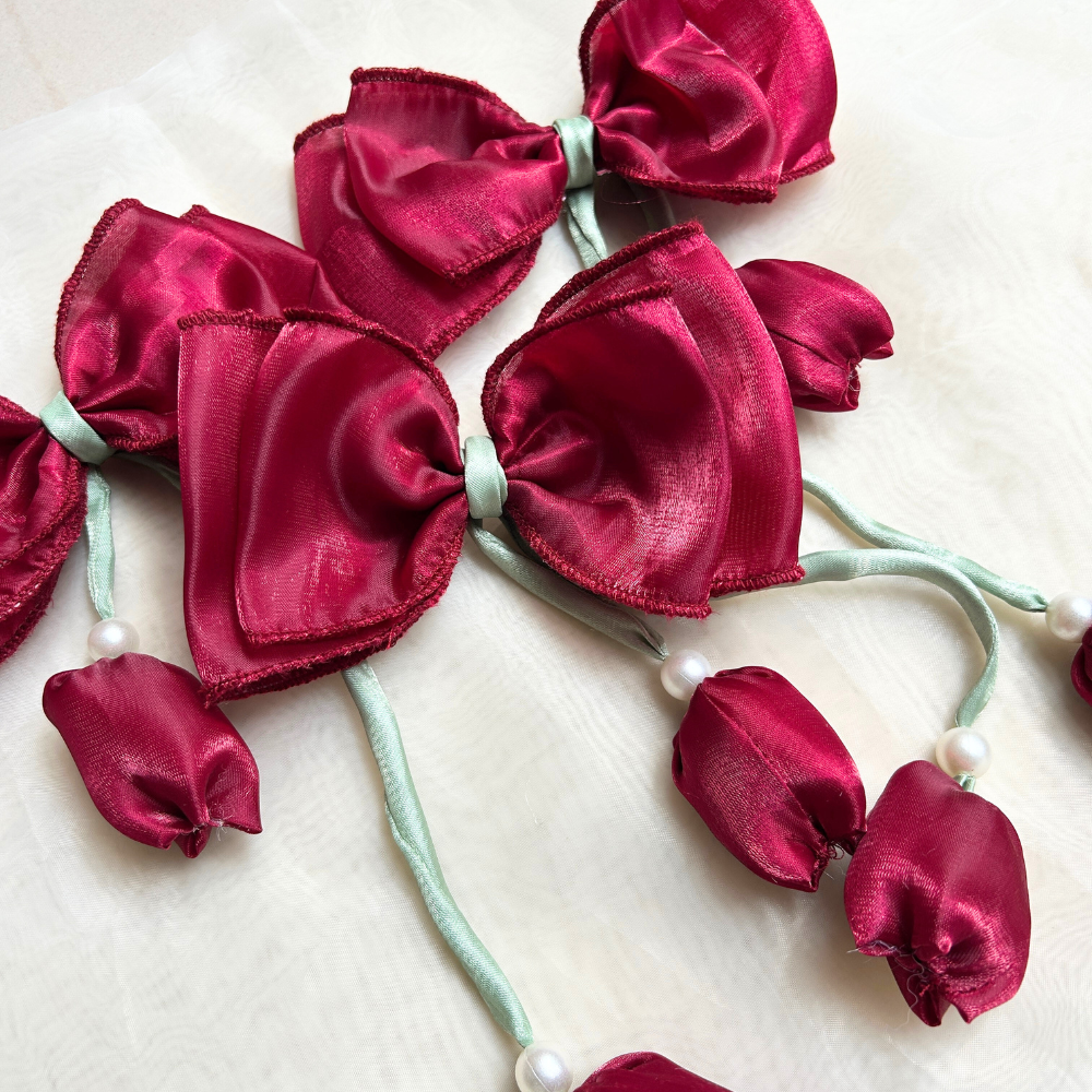 Maroon/ Red Tulip Bow