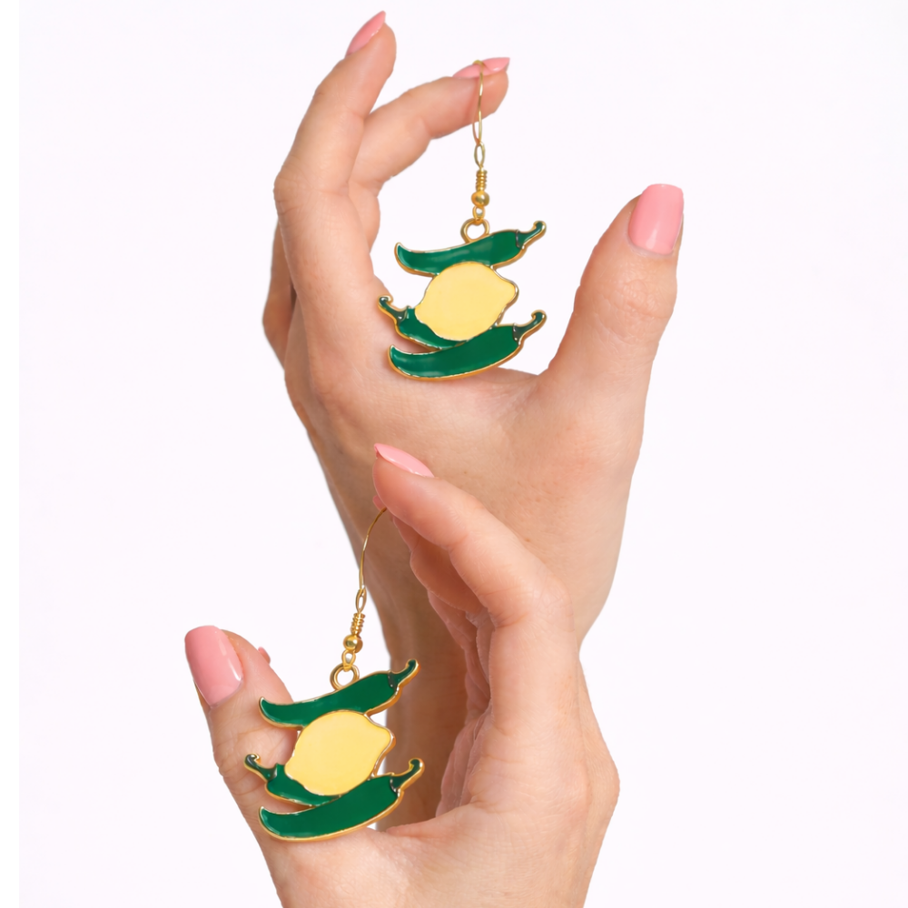 Nimbu Mirchi Earrings - Green