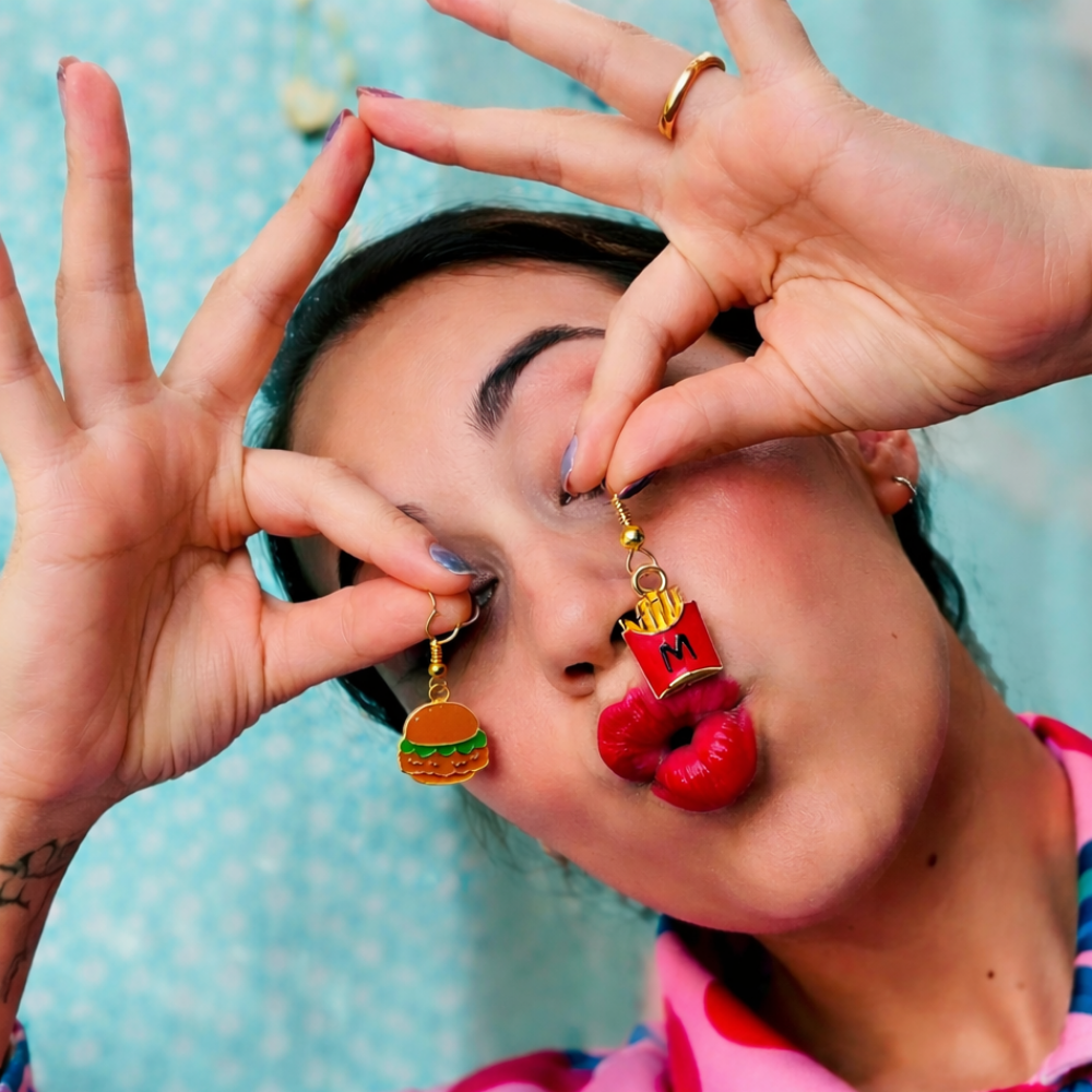 Mismatched Burger and Fries Earrings