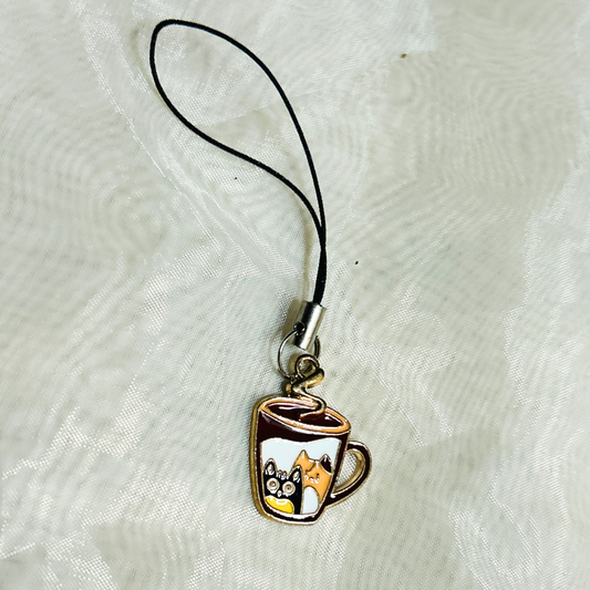 Cat in a Cup Phone Charm