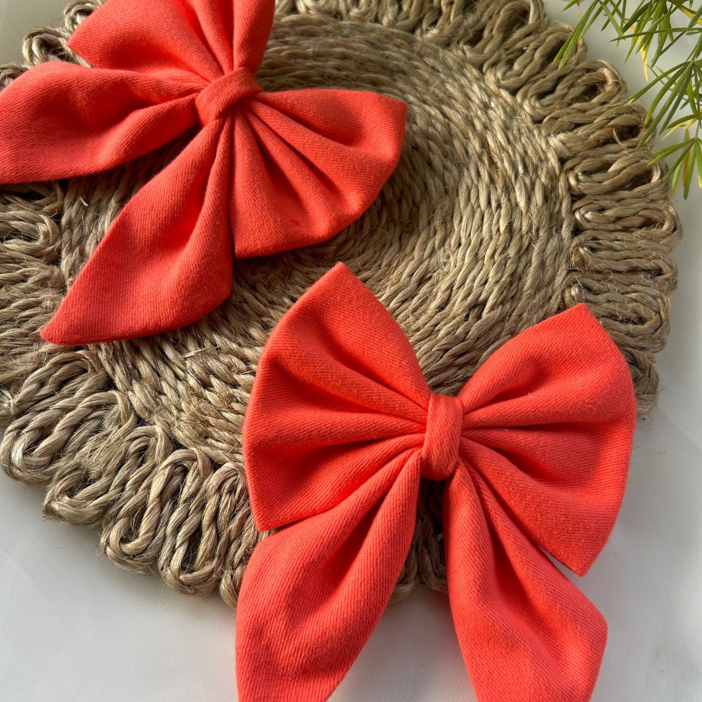Orange Pigtail Bow