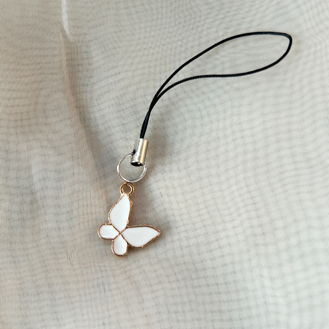 White Butterfly Phone Charm