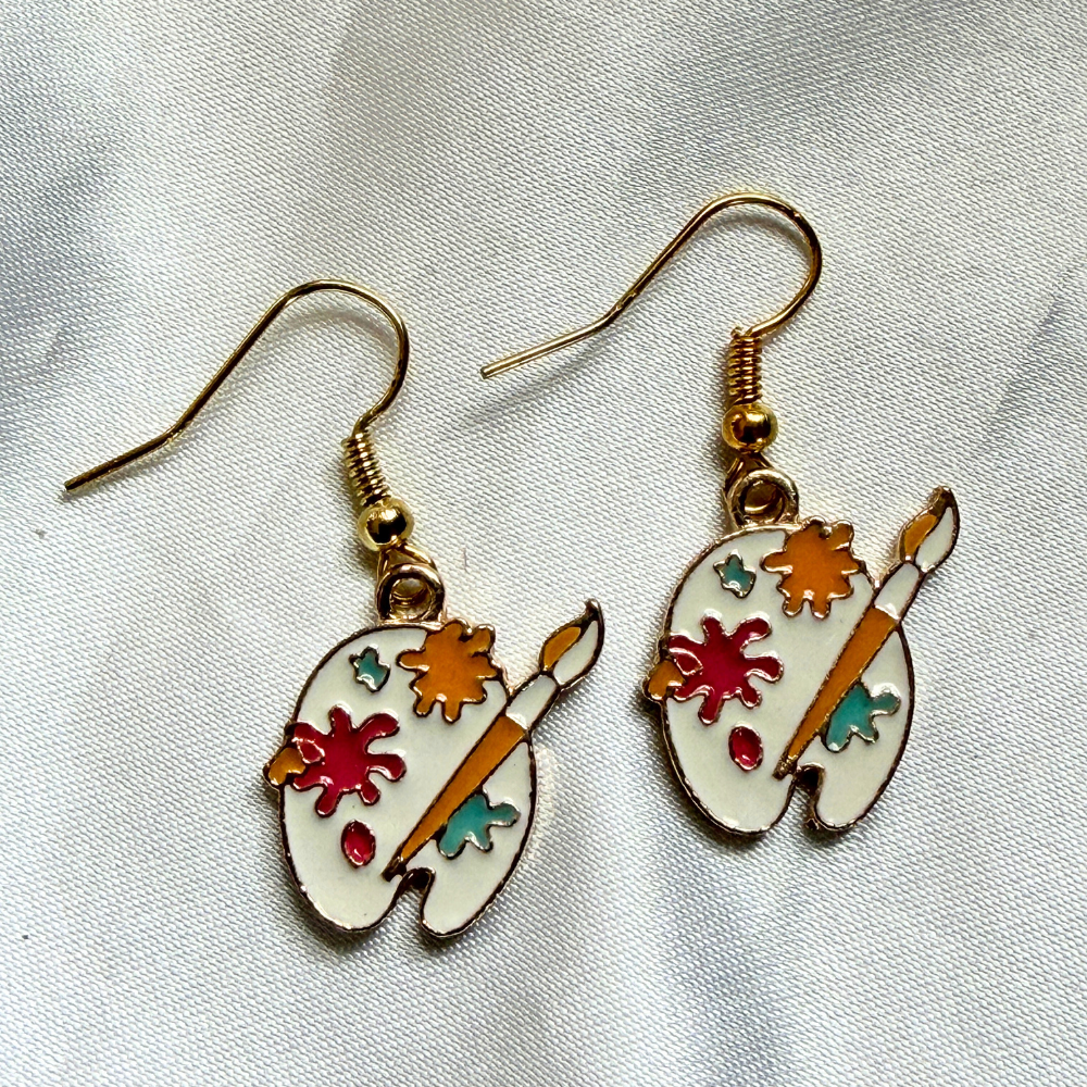 Paint Palette Earrings - White