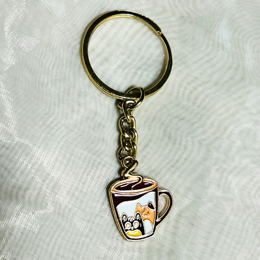 Cats in a Mug Keychain