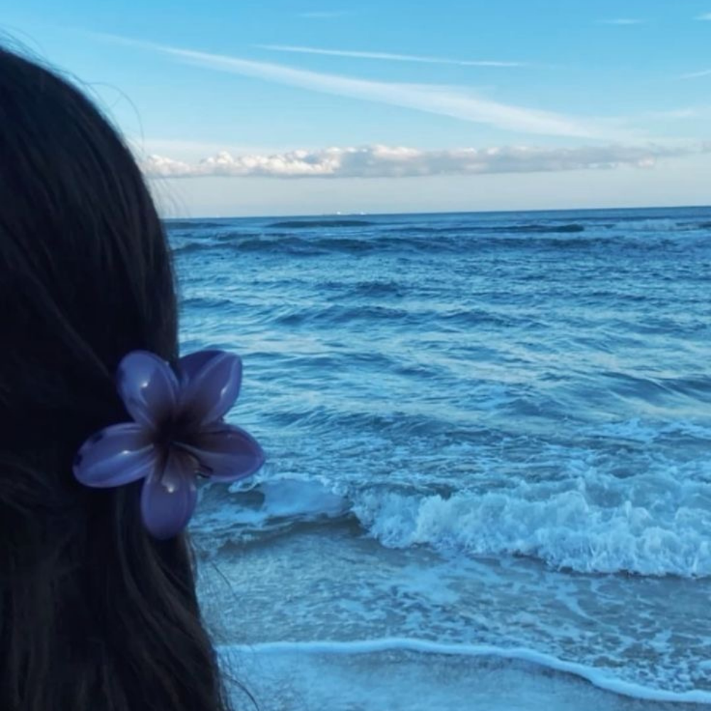 Indigo Blue Flower Claw Clip - Medium