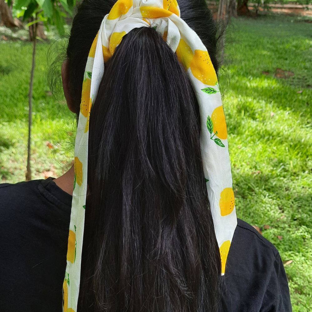 Lemon Print Scarf Scrunchie  / Tail Scrunchie / Bowknot Scrunchie