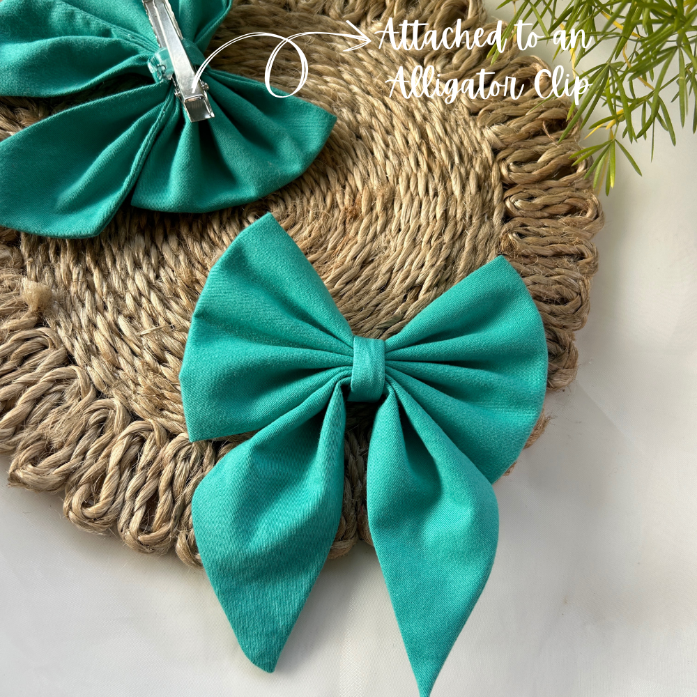 Aqua Blue Pigtail Bow