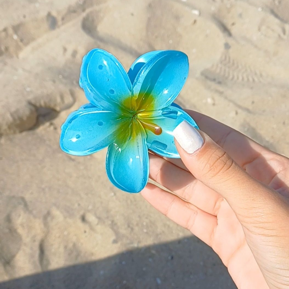 Blue Flower Claw Clip - Medium