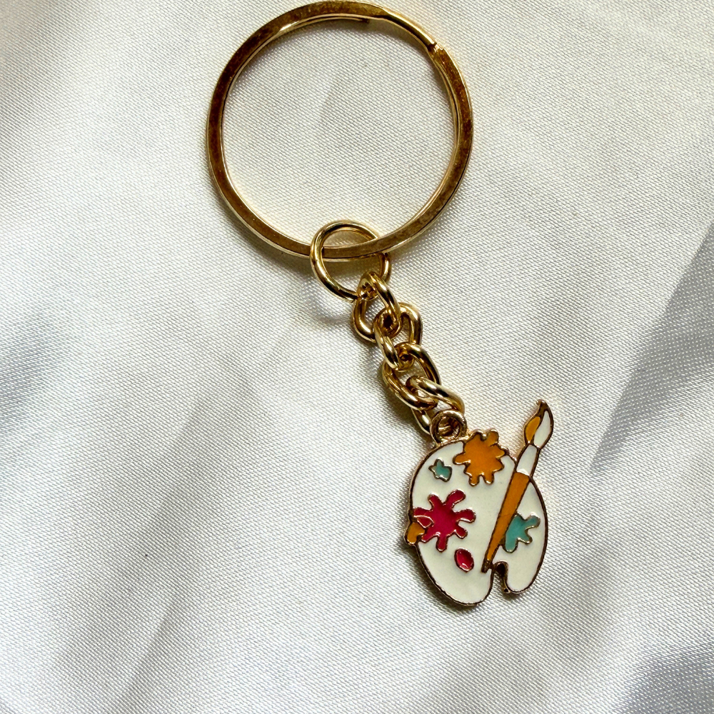 Paint Palette Keychain - White