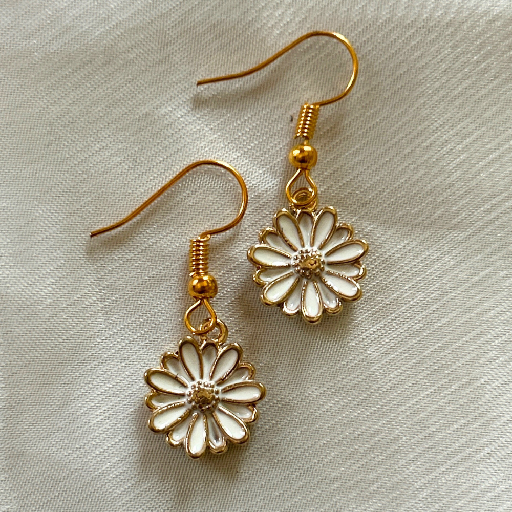 Mini Flower Earrings - White