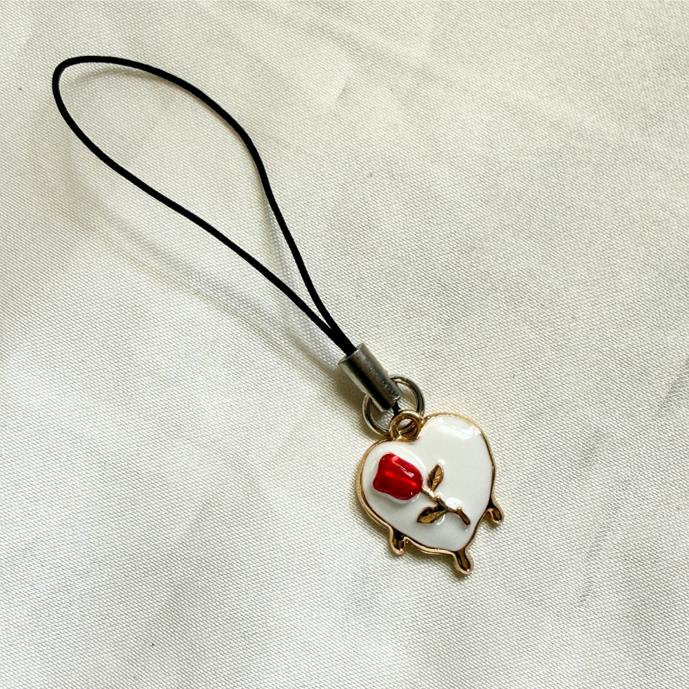 Tulip Heart Phone Charm - White