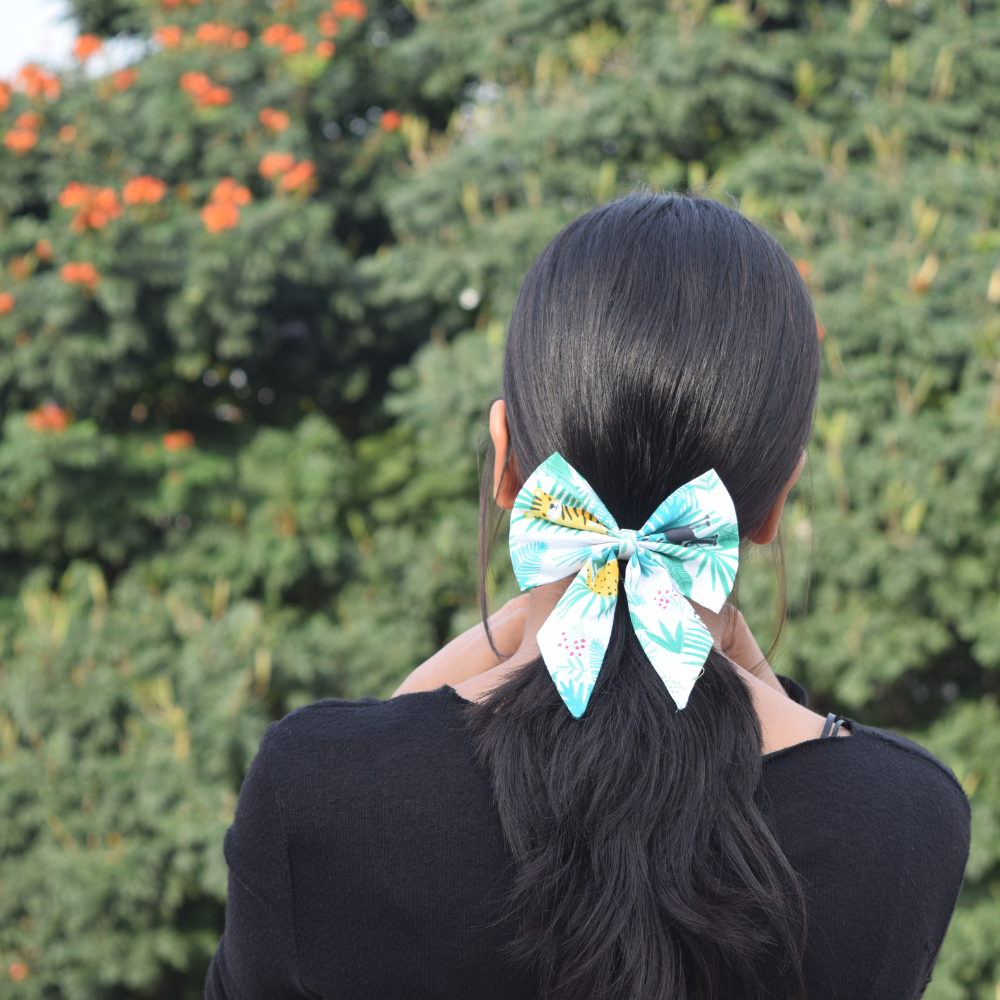 Zoo - Animal Print -  Pigtail Bow