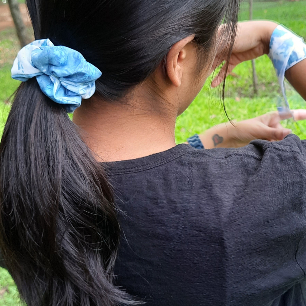 Blue Tie Dye Print Scrunchie