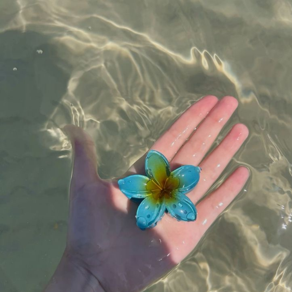Deep Blue Flower Claw Clip - Medium